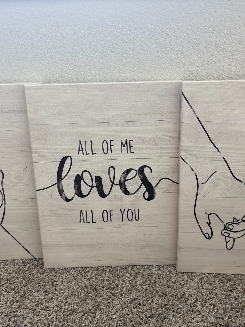 Neutral Wood-Tone "All of Me Loves All of You" Wall Art - 3 piece canvas